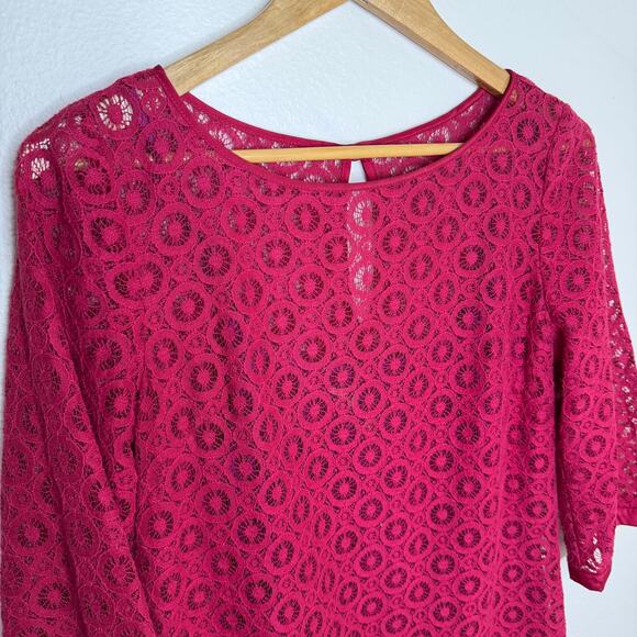 Laundry By Shelli Segal Rouge Red Lace Overlay Dress Size 4 - Picture 4 of 11